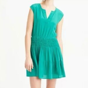 J Crew Smocked Waist Silk Dress size 2
